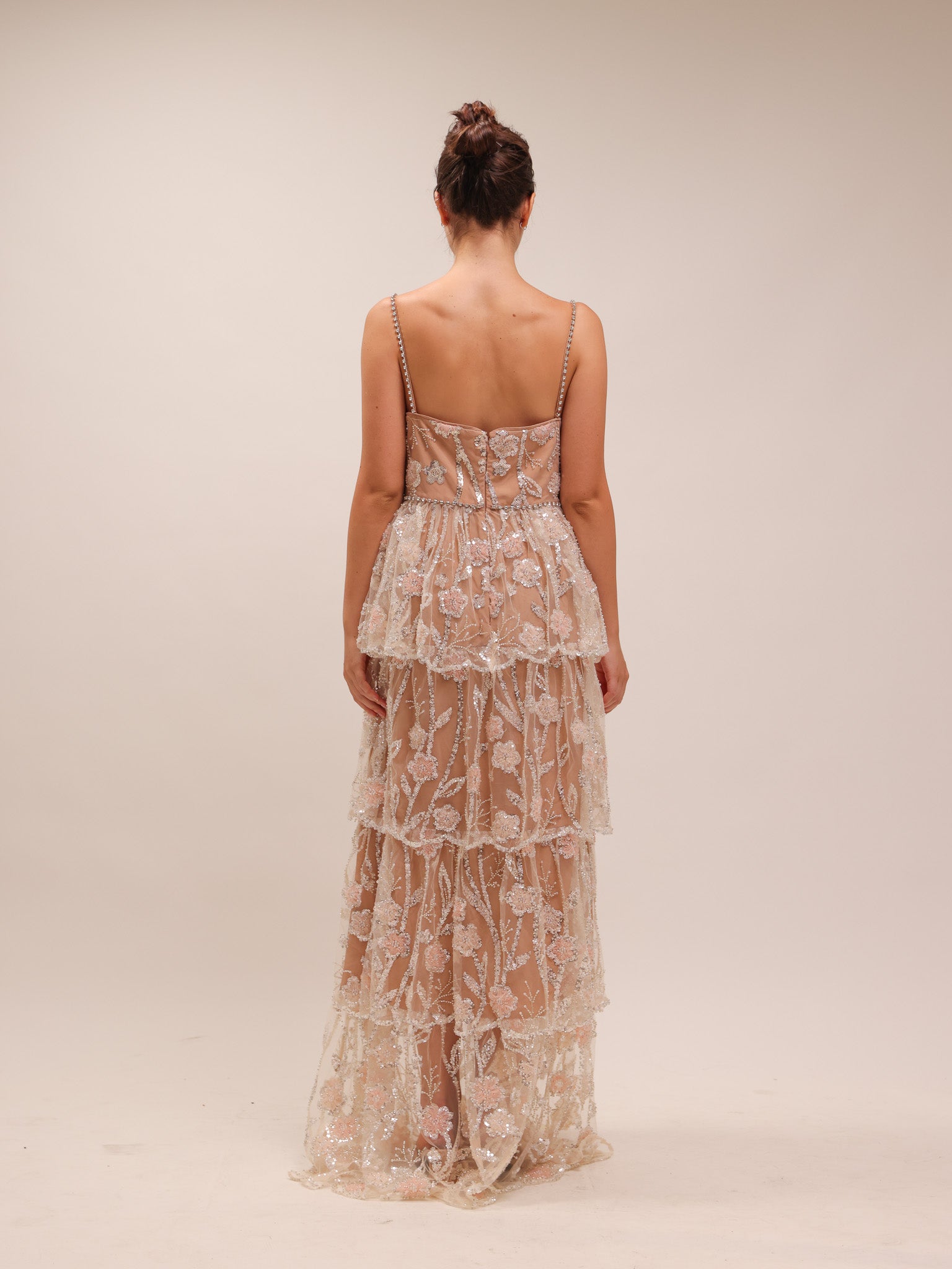 Flower Sequin Tier Maxi Dress