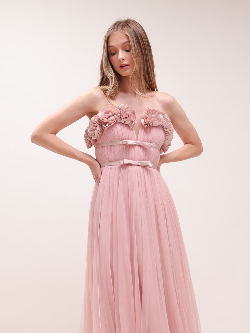 Blush Petal Bow Tulle Gown