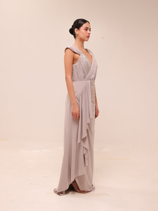 Celeste Pleated Drape Gown