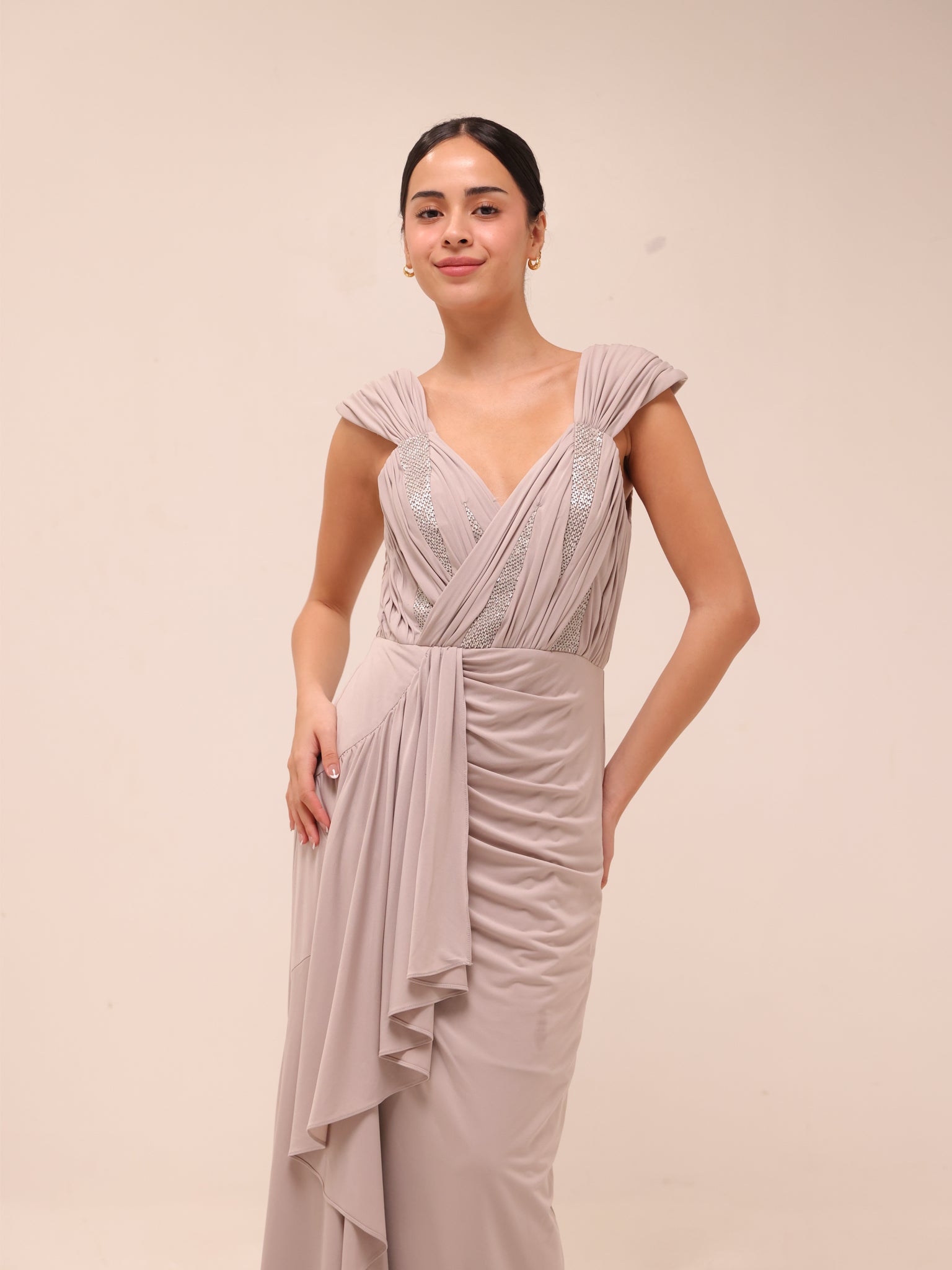 Celeste Pleated Drape Gown