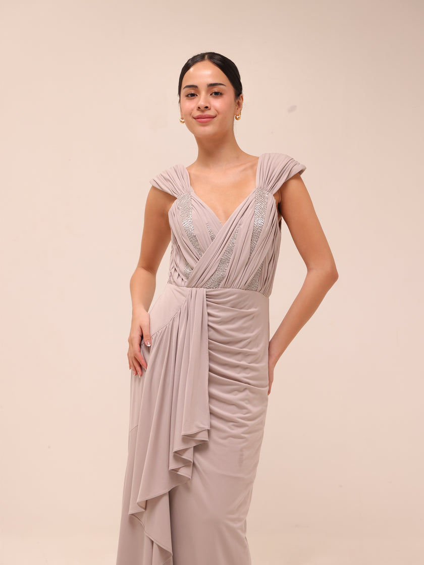 Celeste Pleated Drape Gown