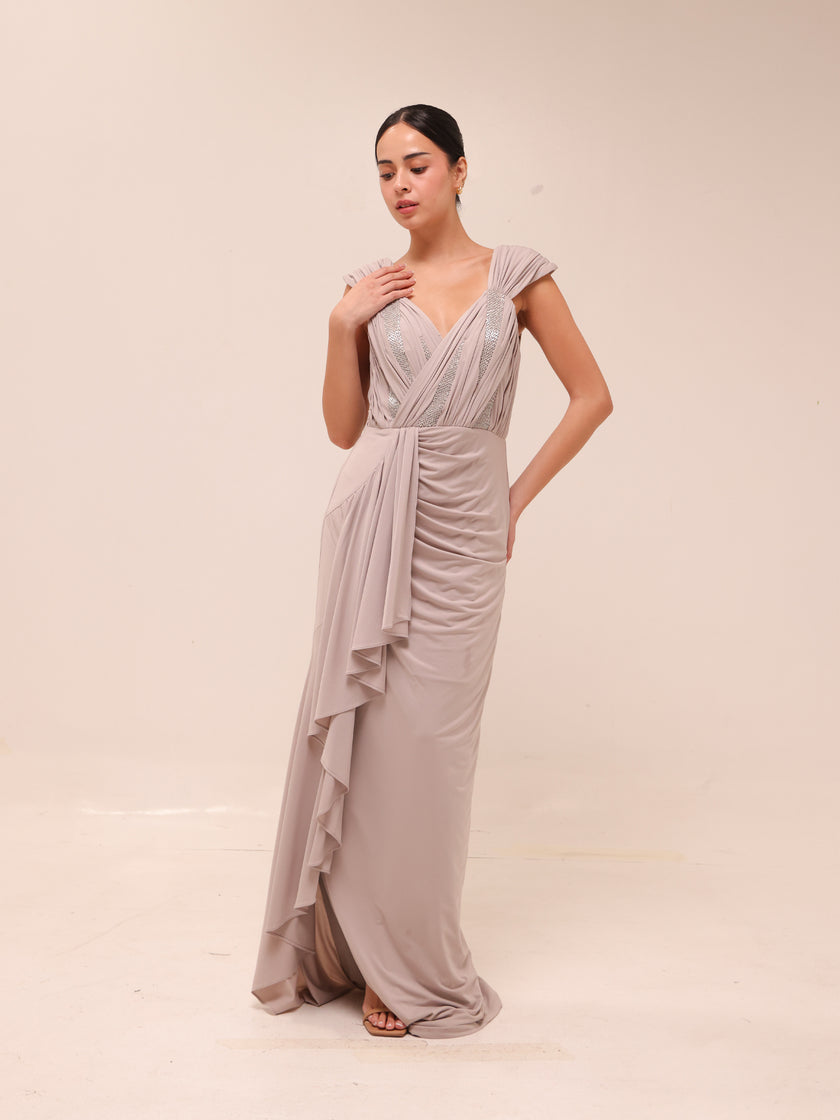 Celeste Pleated Drape Gown