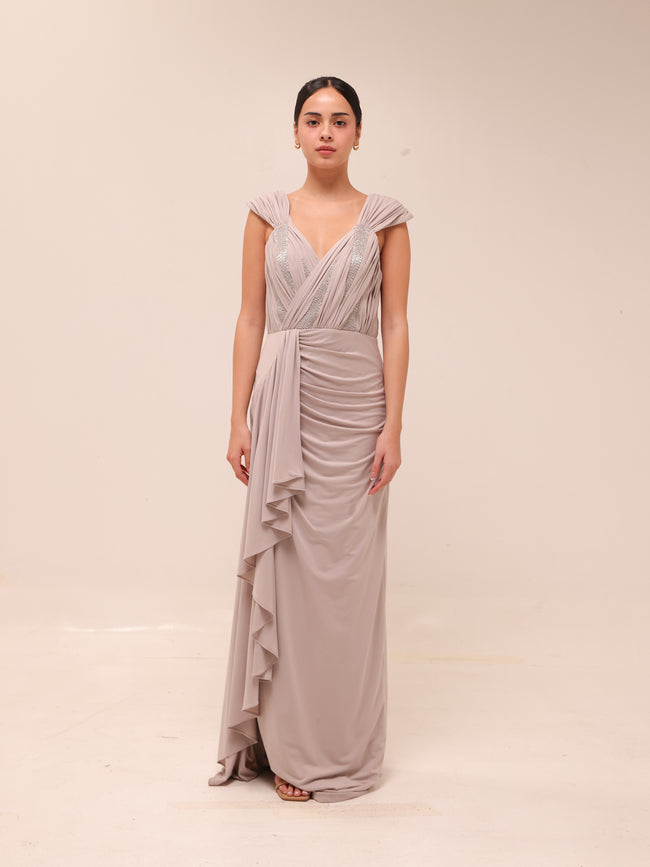 Celeste Pleated Drape Gown