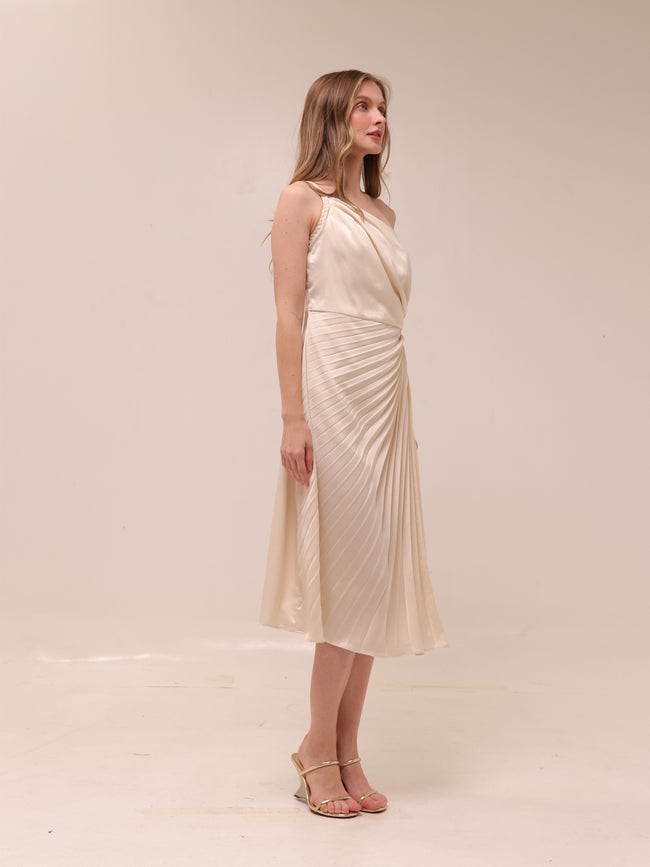 Brooklynn One-Shoulder Accordion Pleat Dress