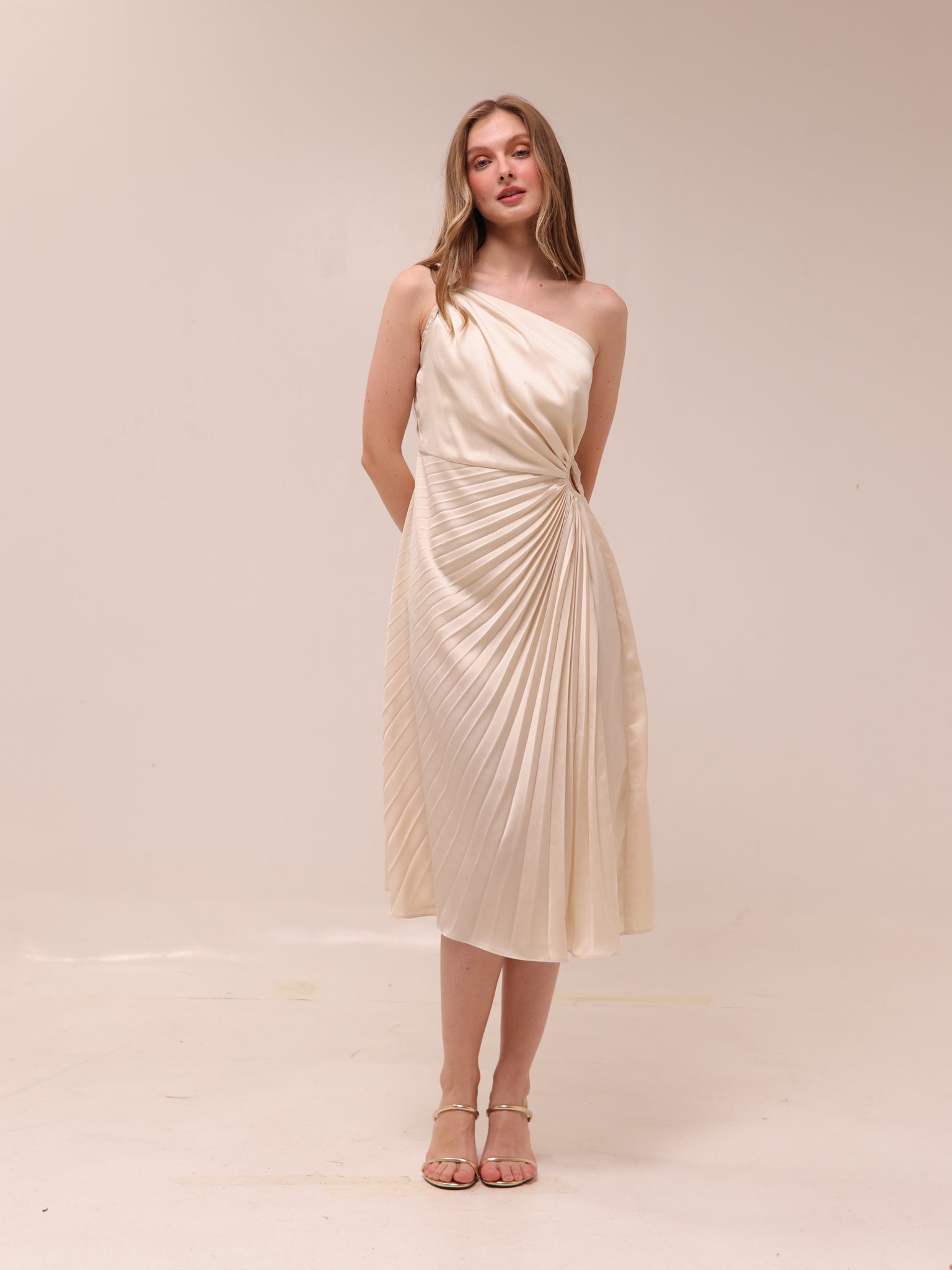 Brooklynn One-Shoulder Accordion Pleat Dress