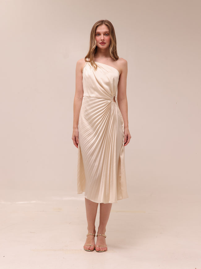 Brooklynn One-Shoulder Accordion Pleat Dress