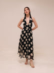 Monaco Polka Halter Midi Dress