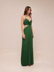 Emerald Cutout Pleated Maxi Dress