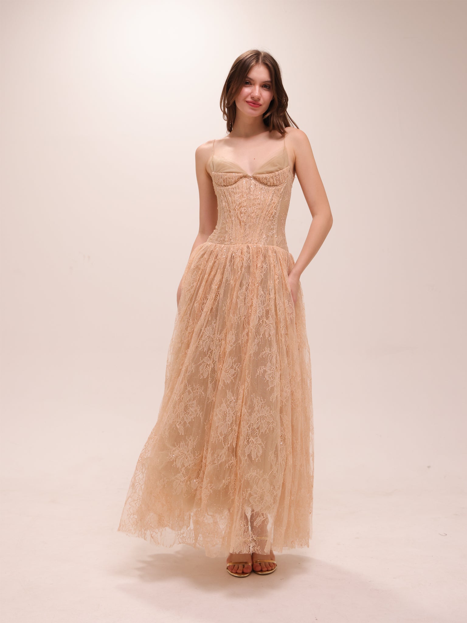 Elara Lace Corset Midi Dress