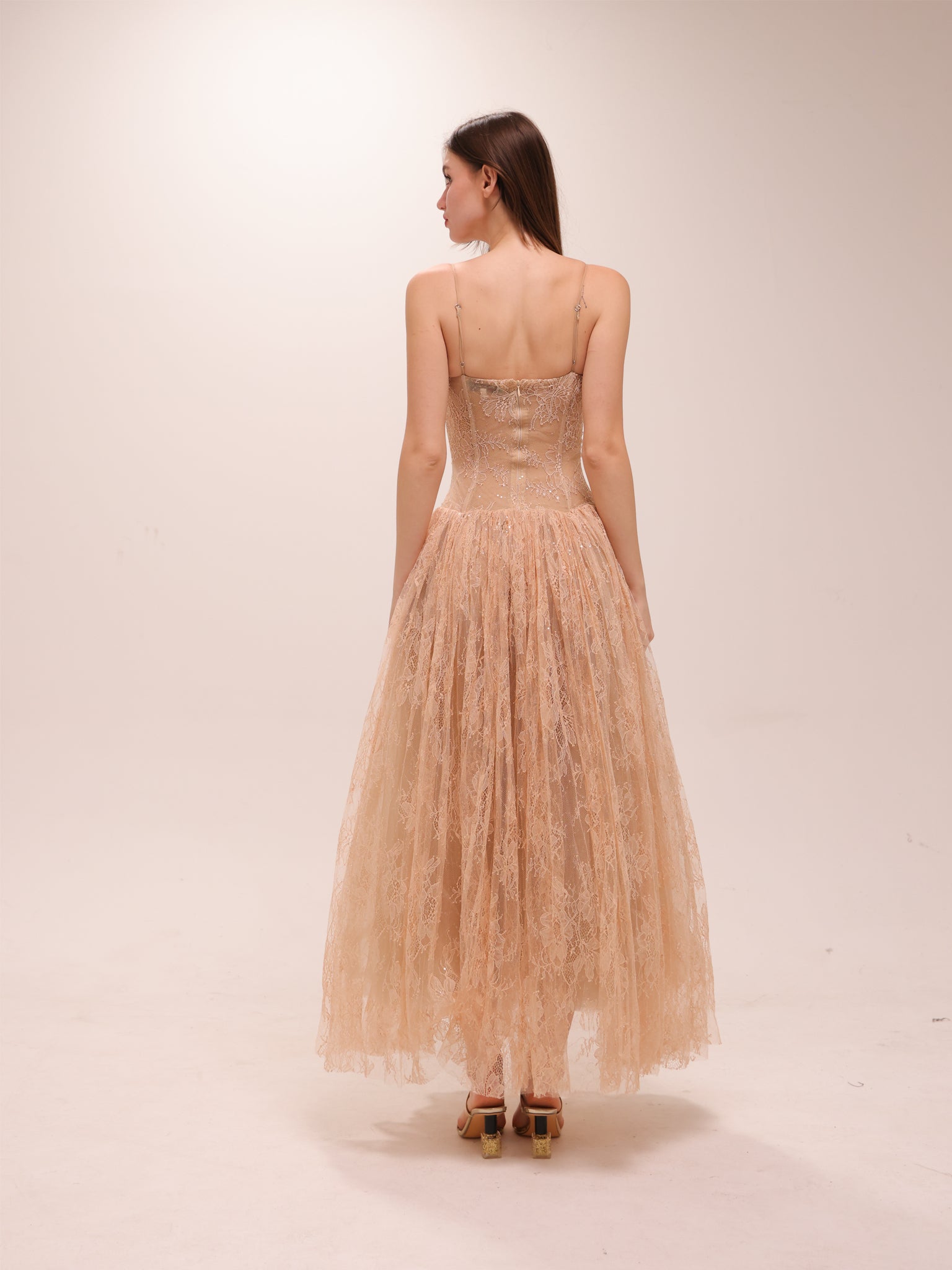 Elara Lace Corset Midi Dress