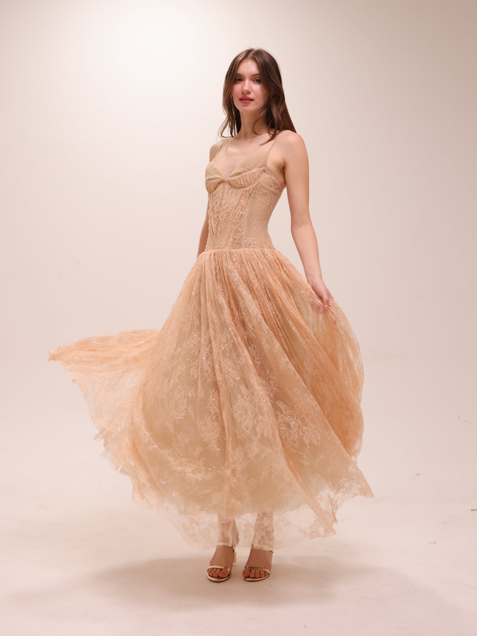 Elara Lace Corset Midi Dress