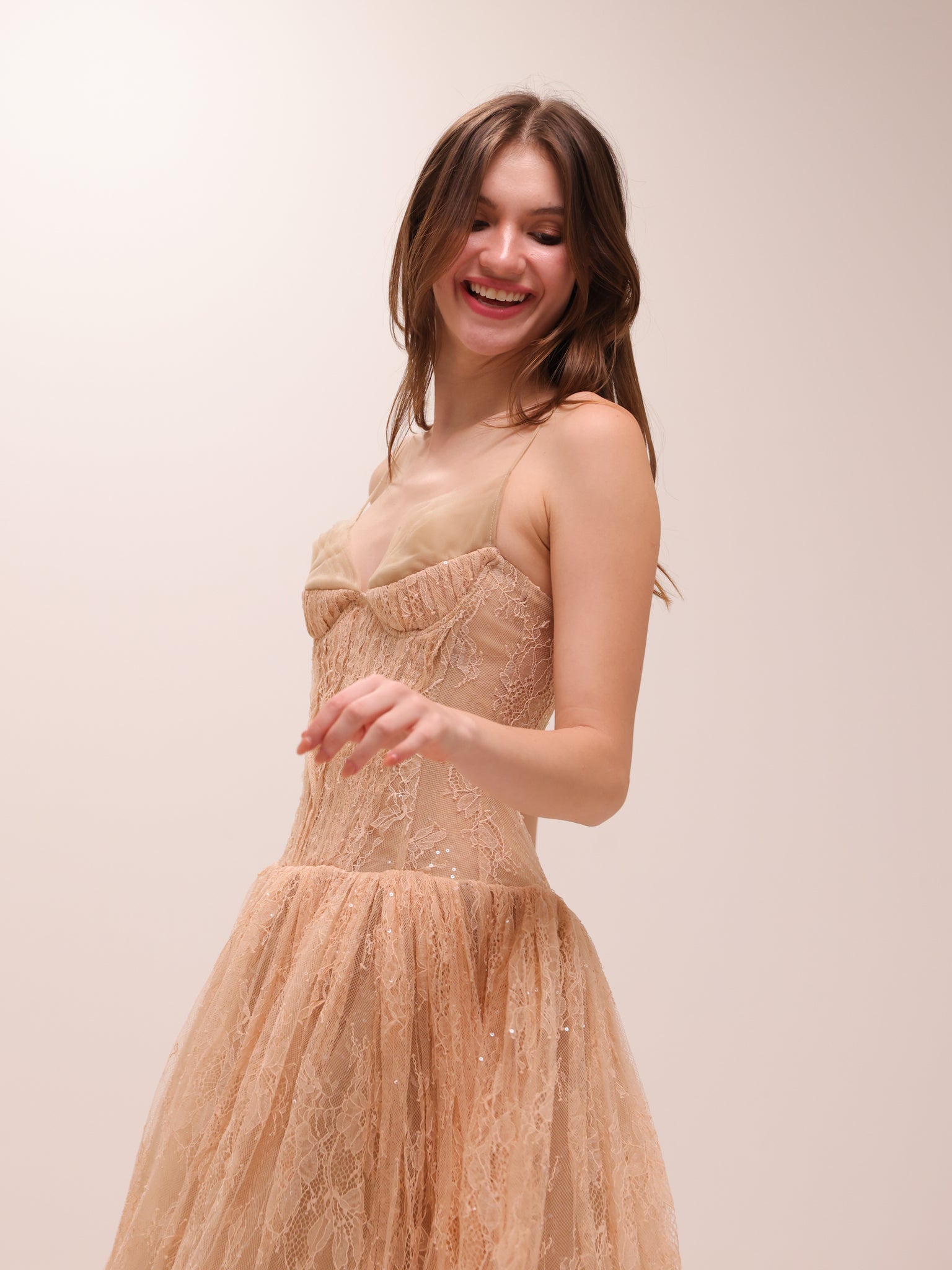 Elara Lace Corset Midi Dress