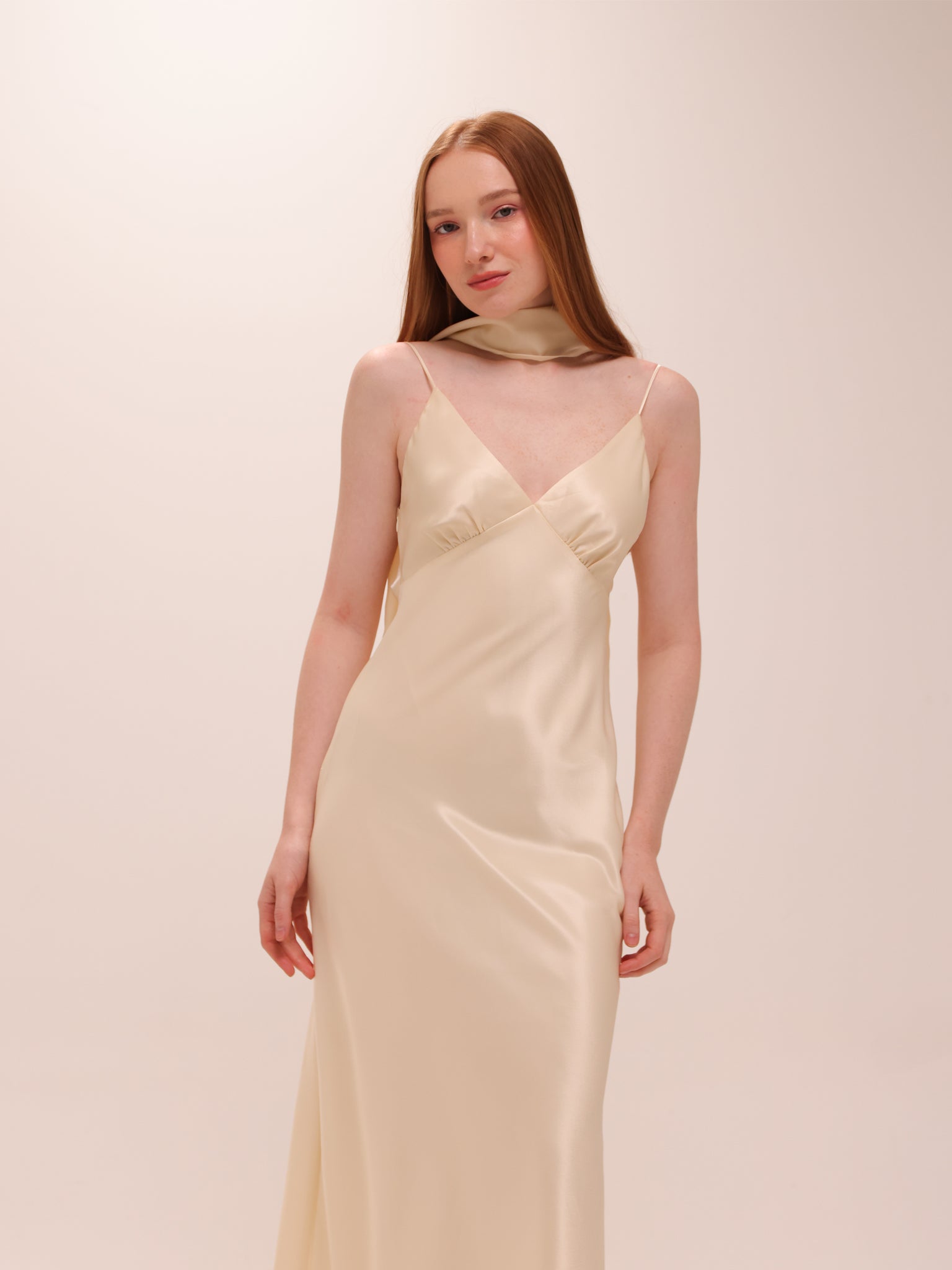 Silk Scarf Slip Maxi Dress