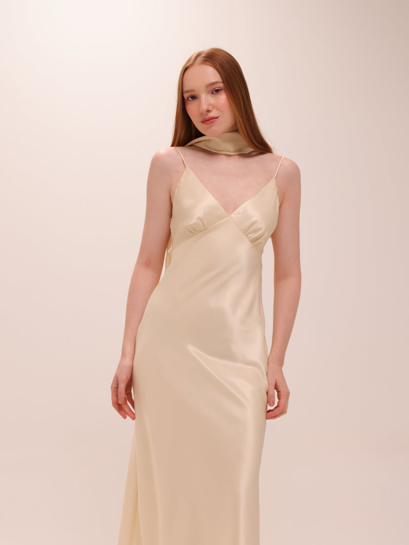Silk Scarf Slip Maxi Dress