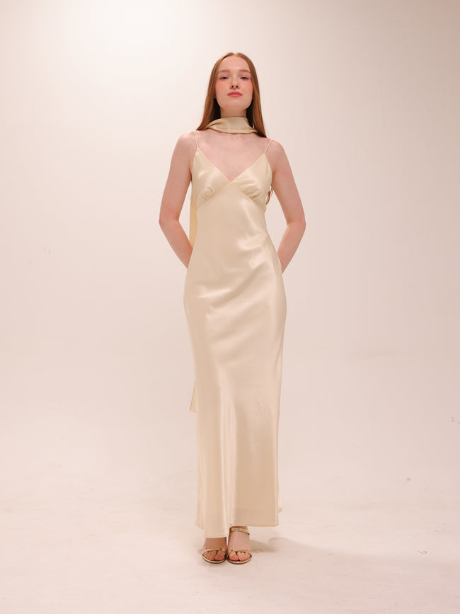 Silk Scarf Slip Maxi Dress