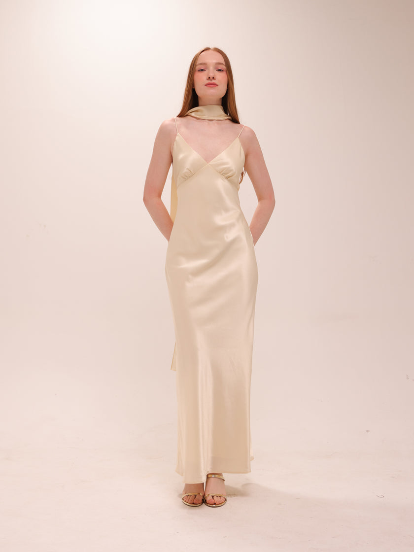 Silk Scarf Slip Maxi Dress