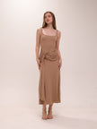 Ruched Bodycon Dress in Brown