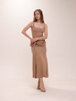 Ruched Bodycon Dress in Brown