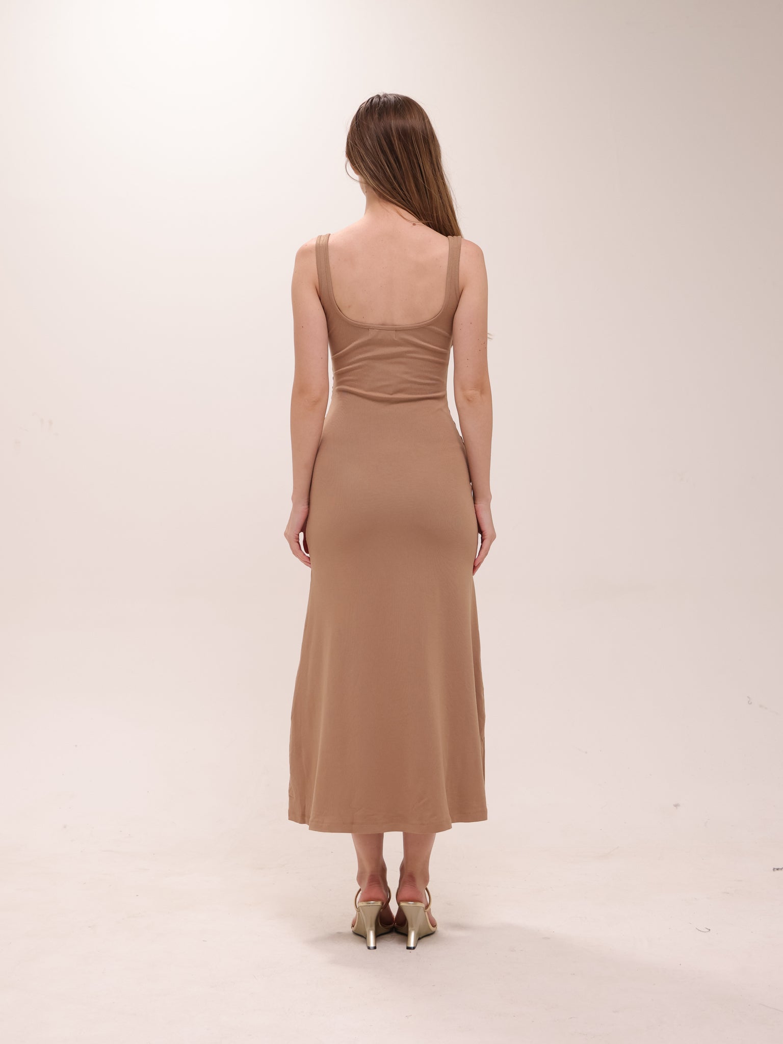 Ruched Bodycon Dress in Brown