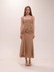 Ruched Bodycon Dress in Brown