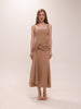 Ruched Bodycon Dress in Brown