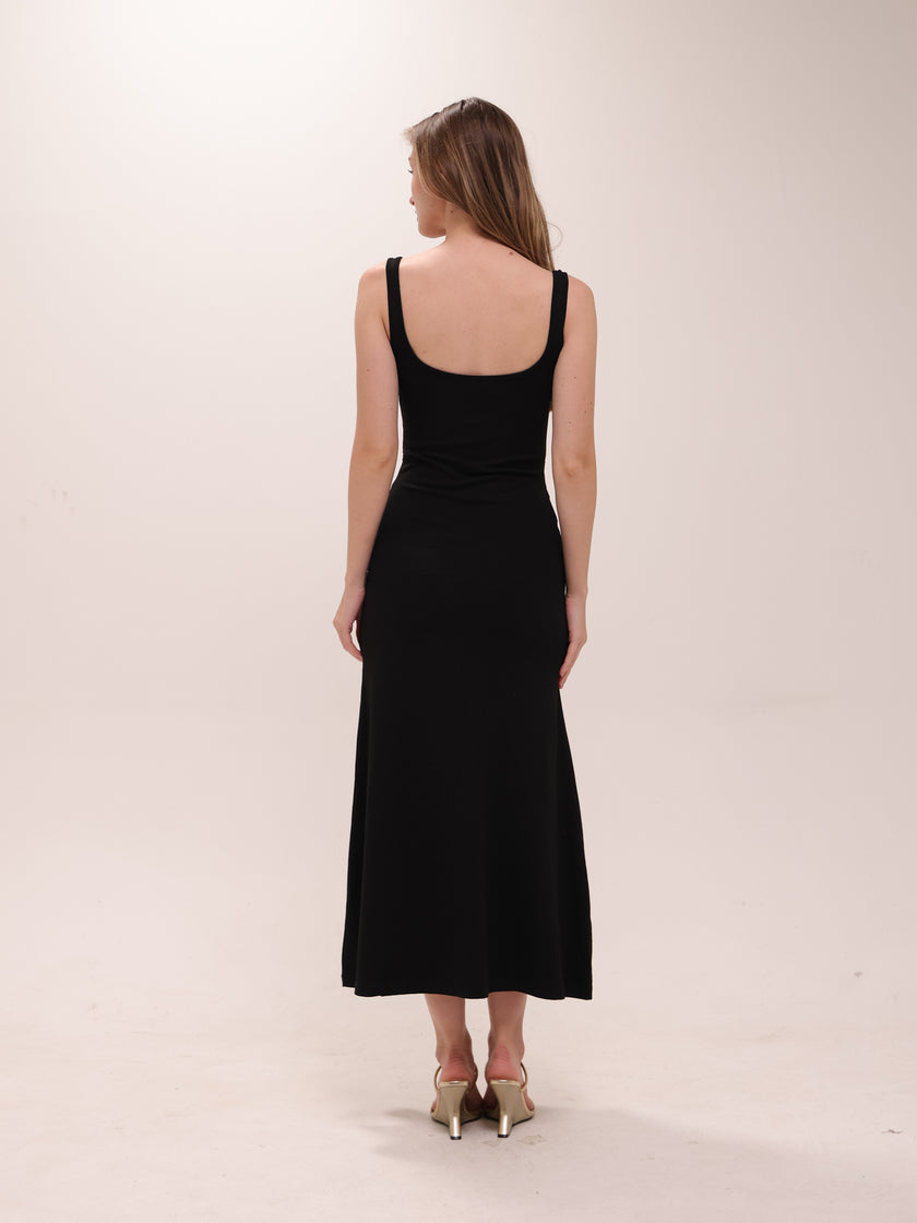 Ruched Bodycon Dress in Black
