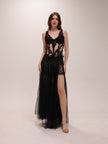 Sheer Lace Corset Tulle Gown