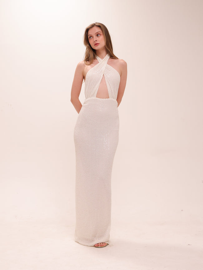 Seraphine Sequin Halter Gown