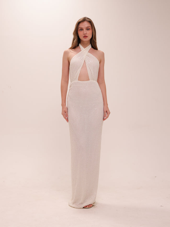 Seraphine Sequin Halter Gown