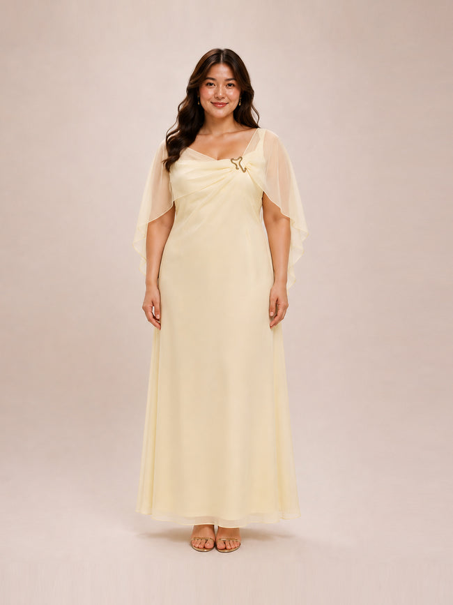 Seraphina Cape Gown in Yellow