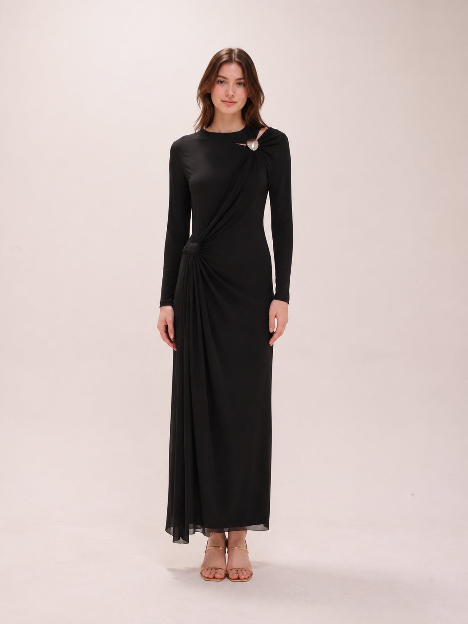 Camille Draped Gown in Black