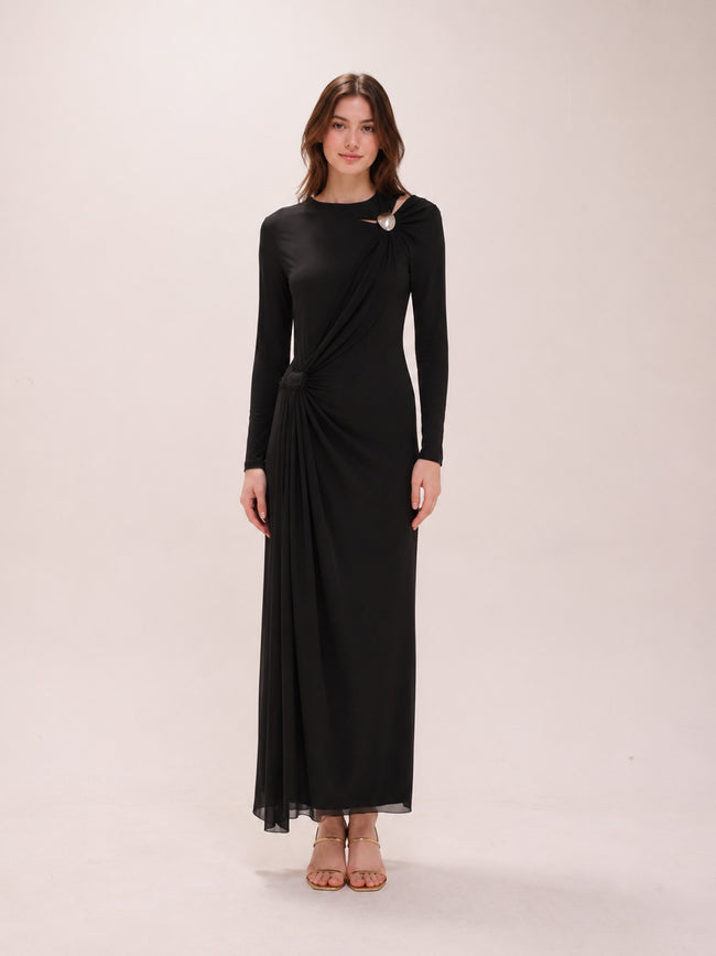 Camille Draped Gown in Black