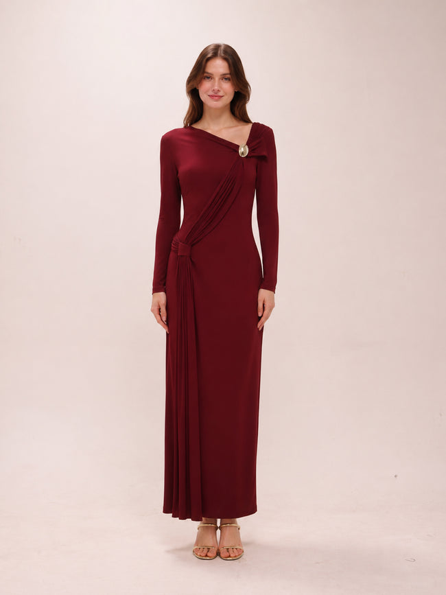 Camille Draped Gown in Red