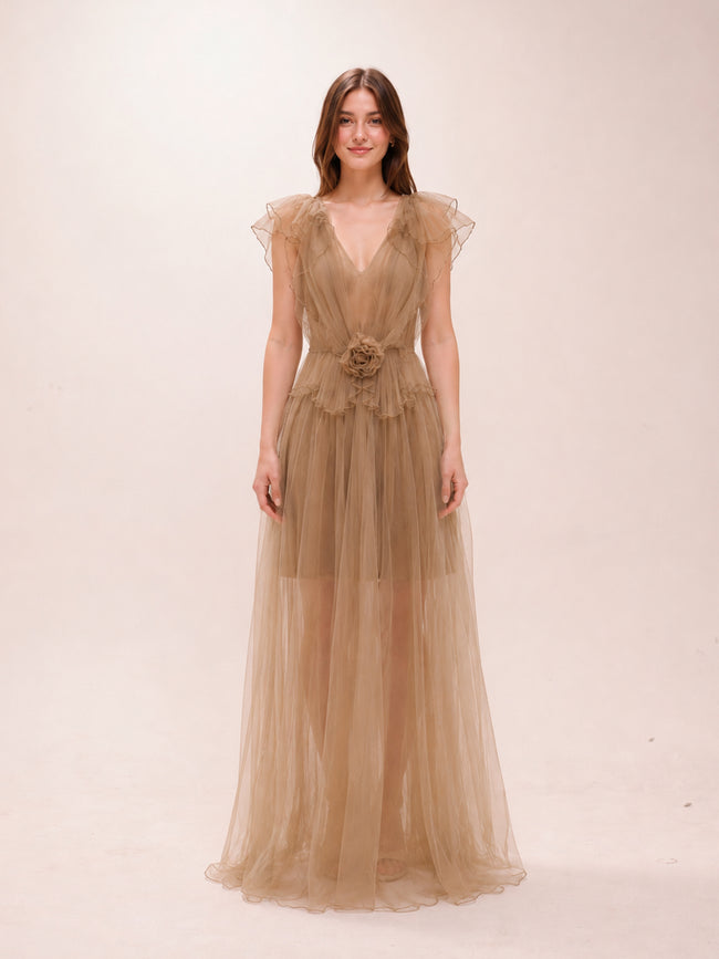 V Rose Long Dress