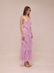 Lilac Ruffle Chiffon Slip Maxi Dress