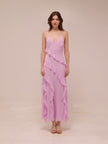Lilac Ruffle Chiffon Slip Maxi Dress