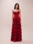 Crimson Rosette Corset Dress