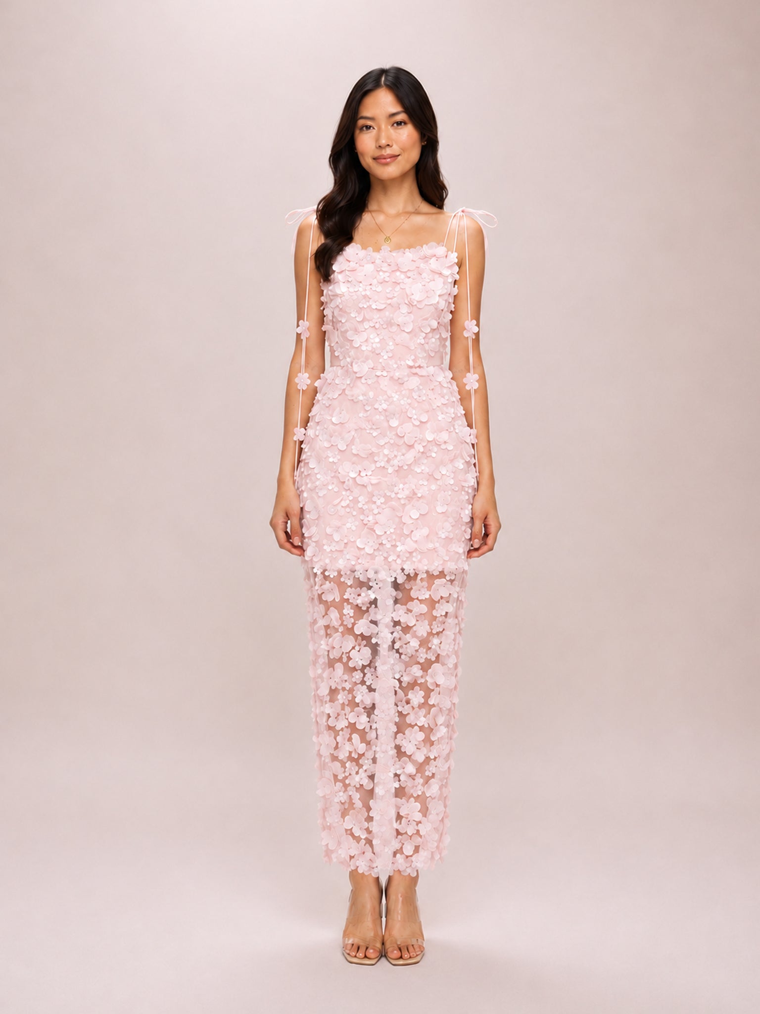 Camille Floral Dress in Light Pink