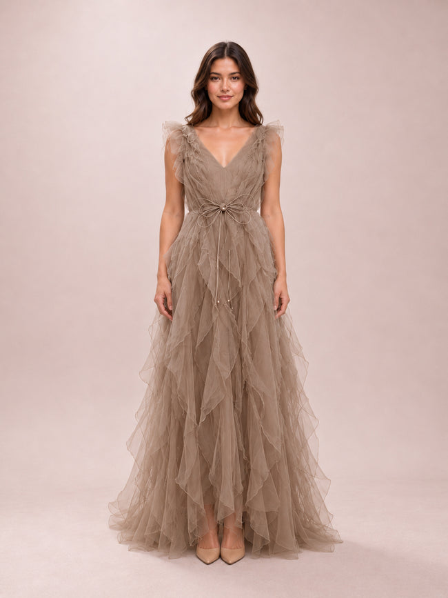 Bow Gown in Taupe