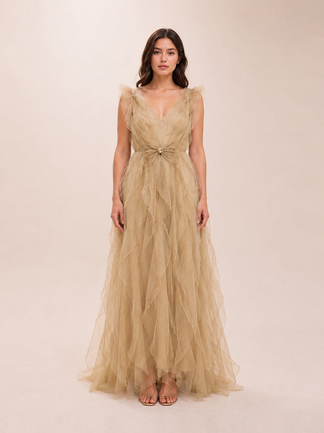 Blush Bow Gown in Champagne