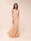Lace Panel Satin Maxi Gown