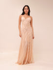 Lace Panel Satin Maxi Gown
