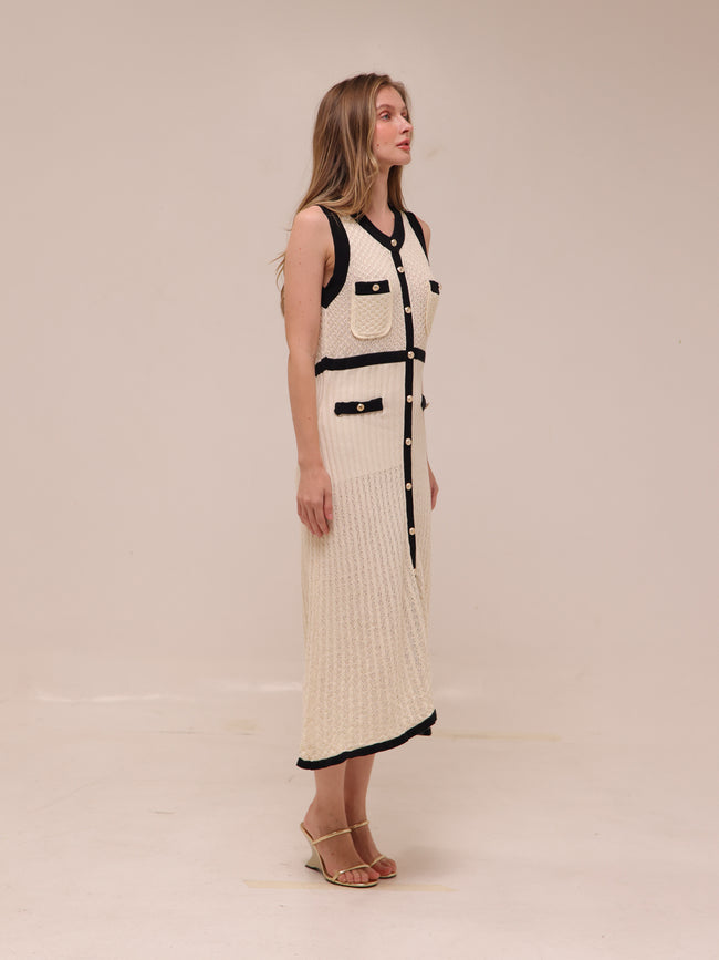 Parisian Knit Button Midi Dress