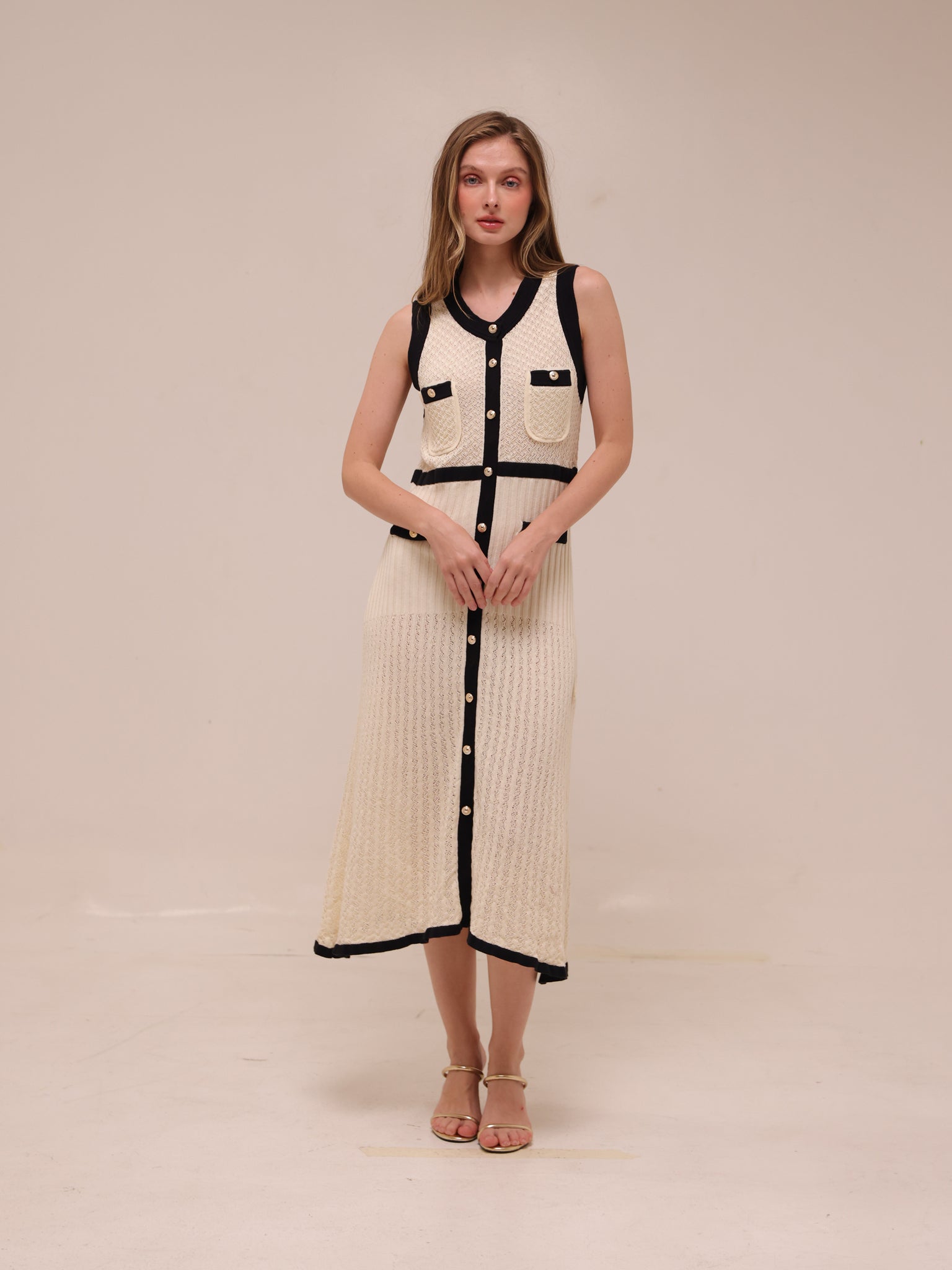 Parisian Knit Button Midi Dress