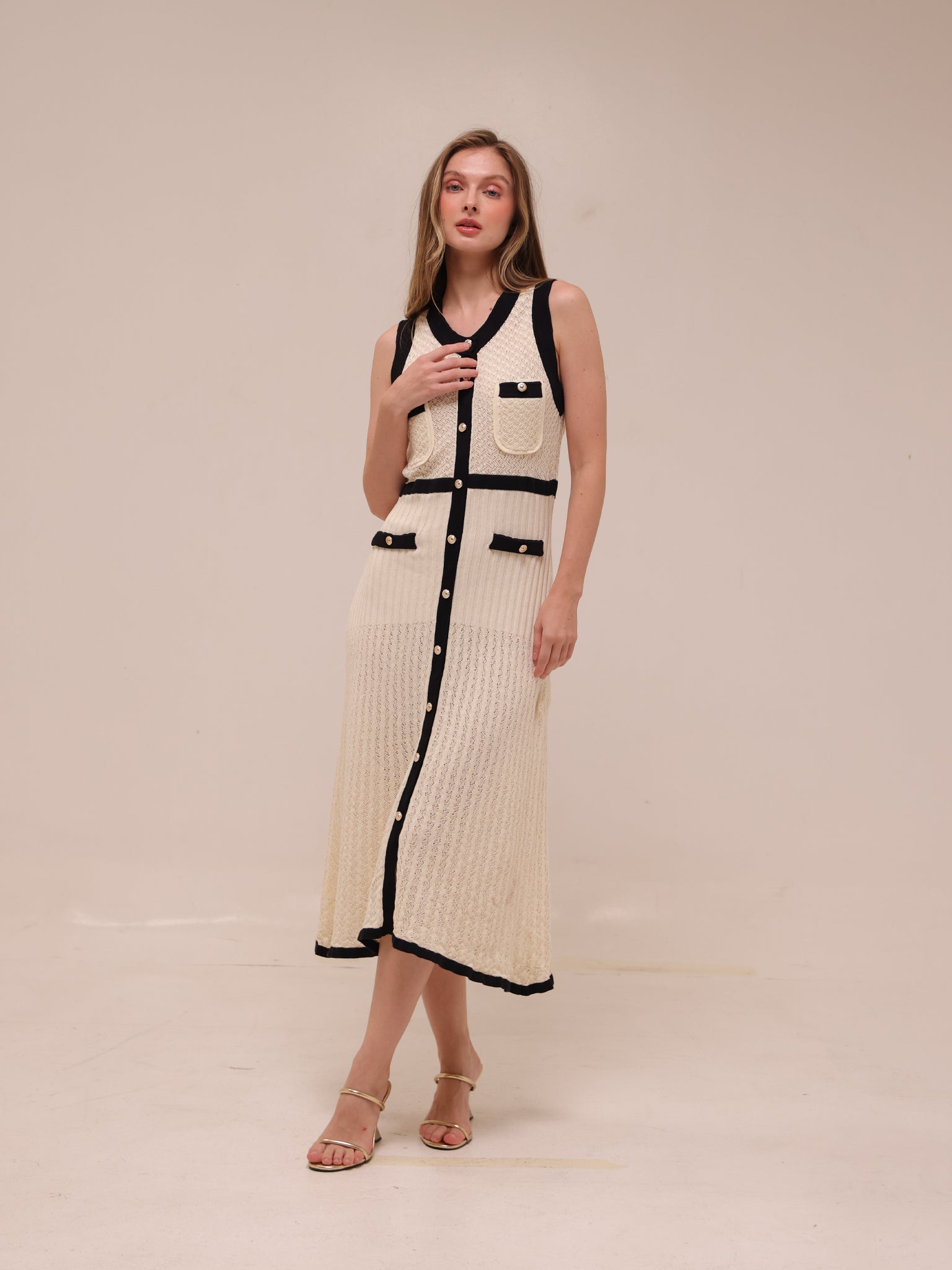 Parisian Knit Button Midi Dress