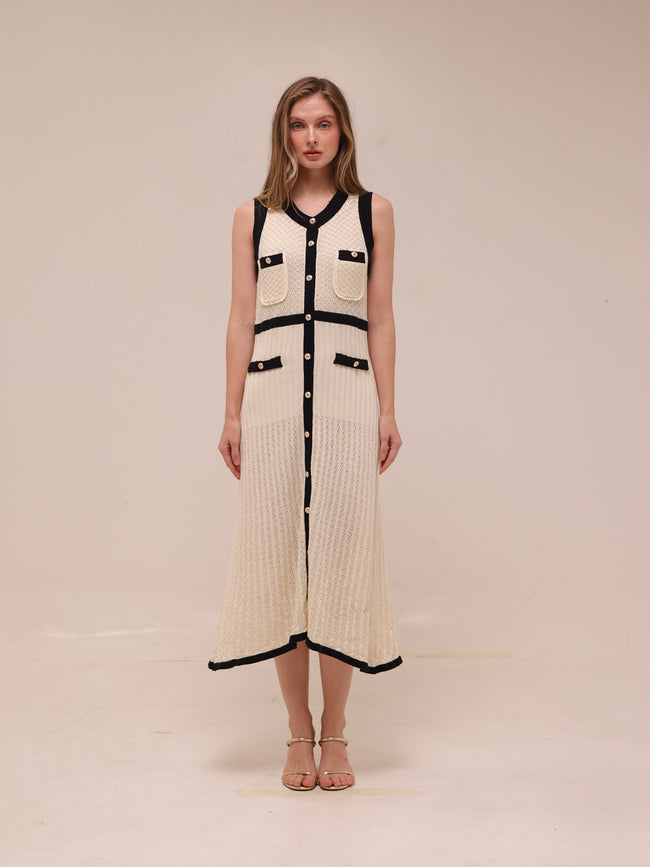 Parisian Knit Button Midi Dress