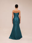 Dark Teal Strapless Draped Gown