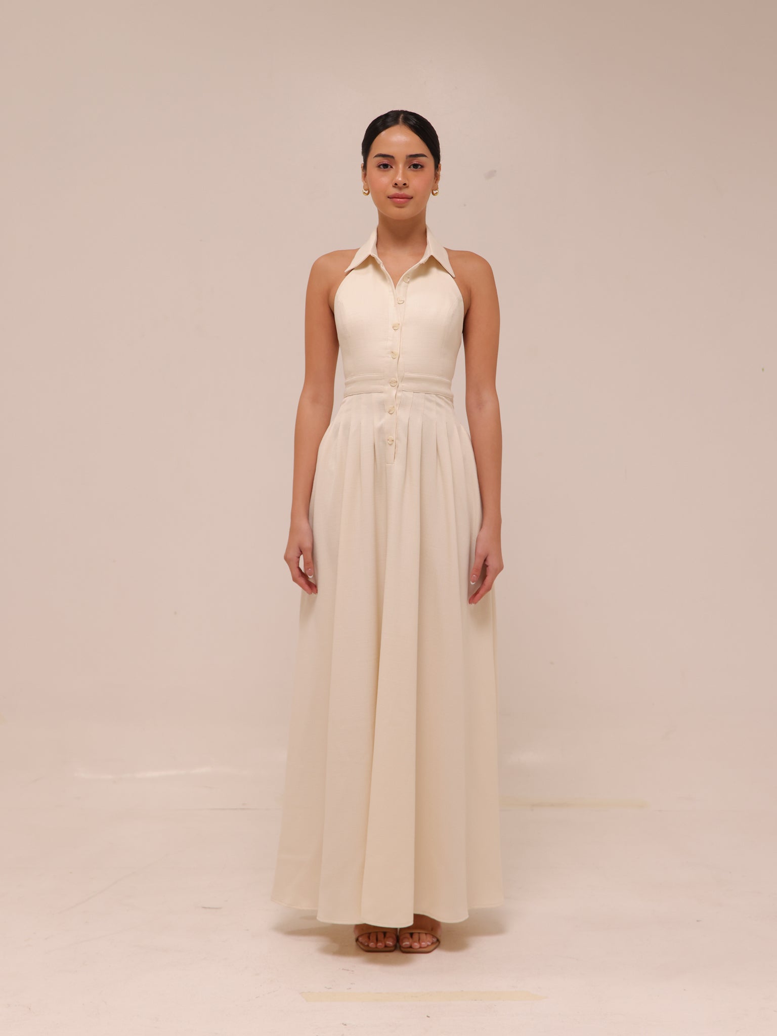 Isabelle Pleated Halter Dress
