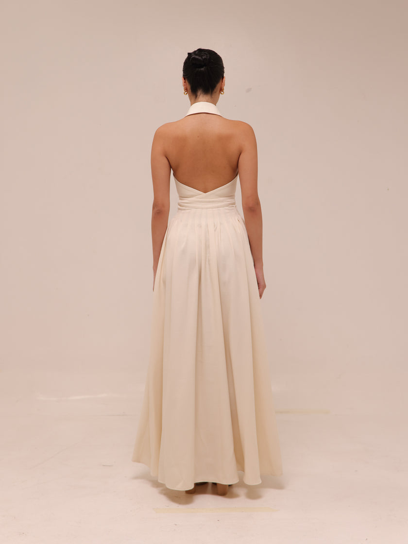 Isabelle Pleated Halter Dress