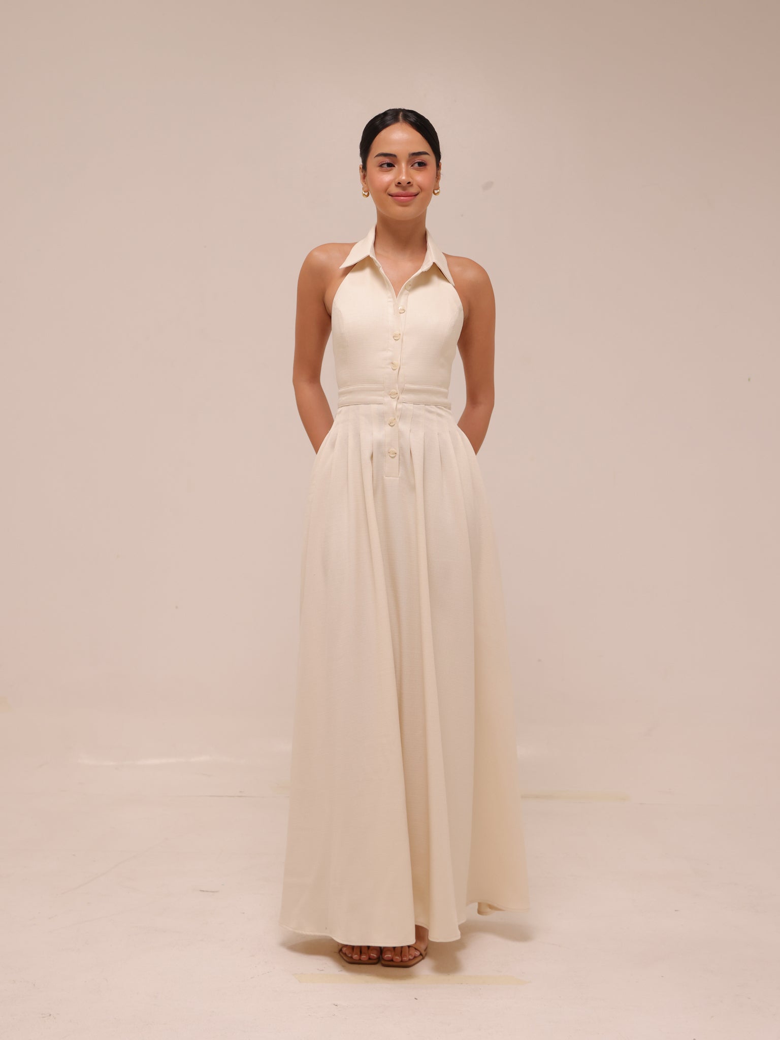 Isabelle Pleated Halter Dress